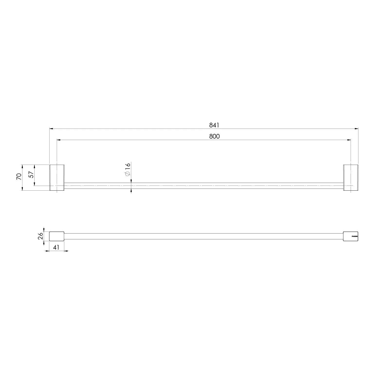 Phoenix Lexi MKII Single Towel Rail 800mm - Ideal Bathroom Centre123-8030-10Matte Black