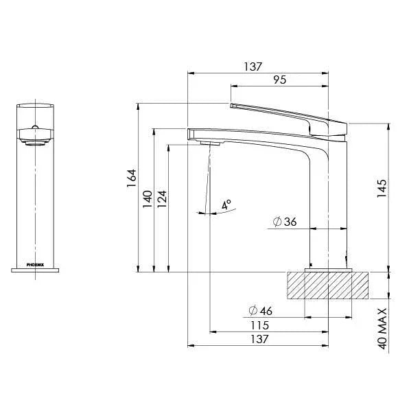 Phoenix Mekko Basin Mixer - Ideal Bathroom Centre115-7700-30Gun Metal