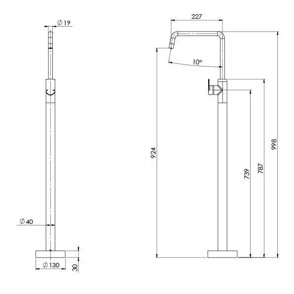 Phoenix Mekko Floor Mounted Bath Mixer - Ideal Bathroom Centre115-7450-30Gun Metal