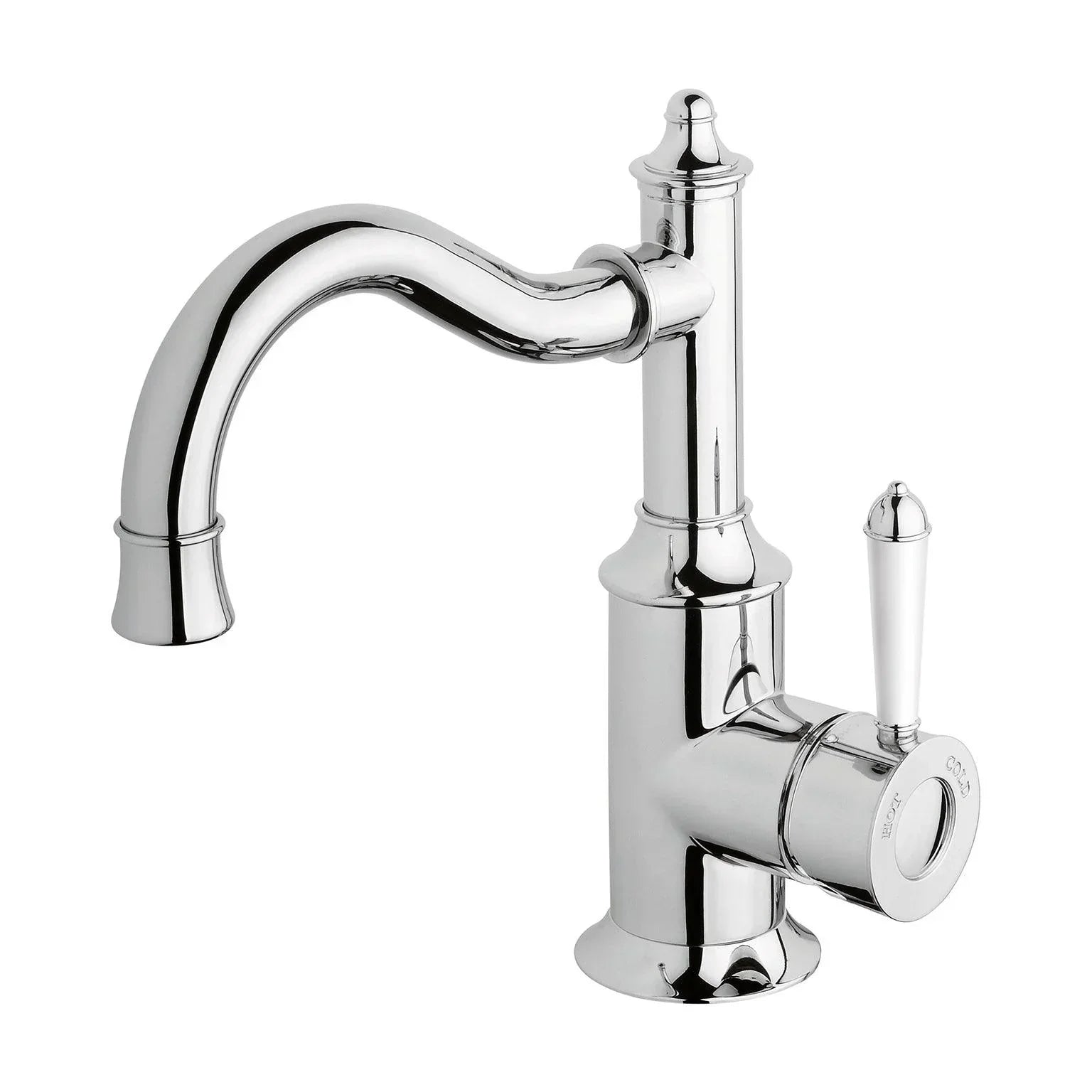 Phoenix Nostalgia Basin Mixer 160mm Shepherds Crook - Ideal Bathroom CentreNS748-62Chrome & White