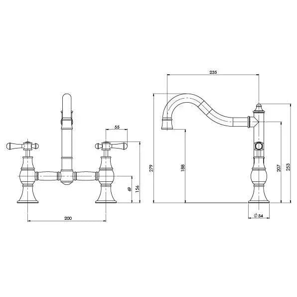 Phoenix Nostalgia Exposed Sink Set - Ideal Bathroom CentreNS135-40Brushed Nickel