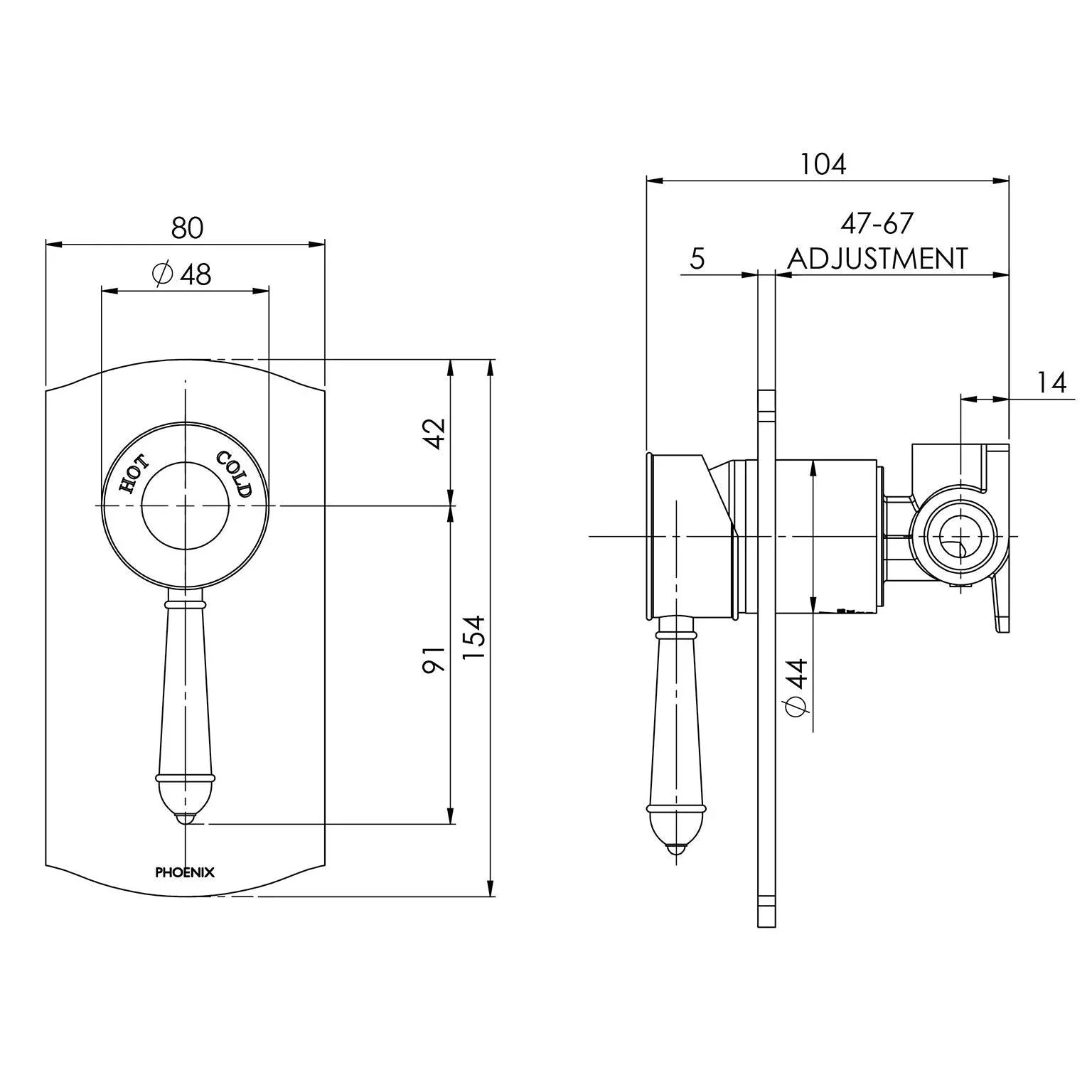 Phoenix Nostalgia Shower / Wall Mixer - Ideal Bathroom CentreNS780-40Brushed Nickel