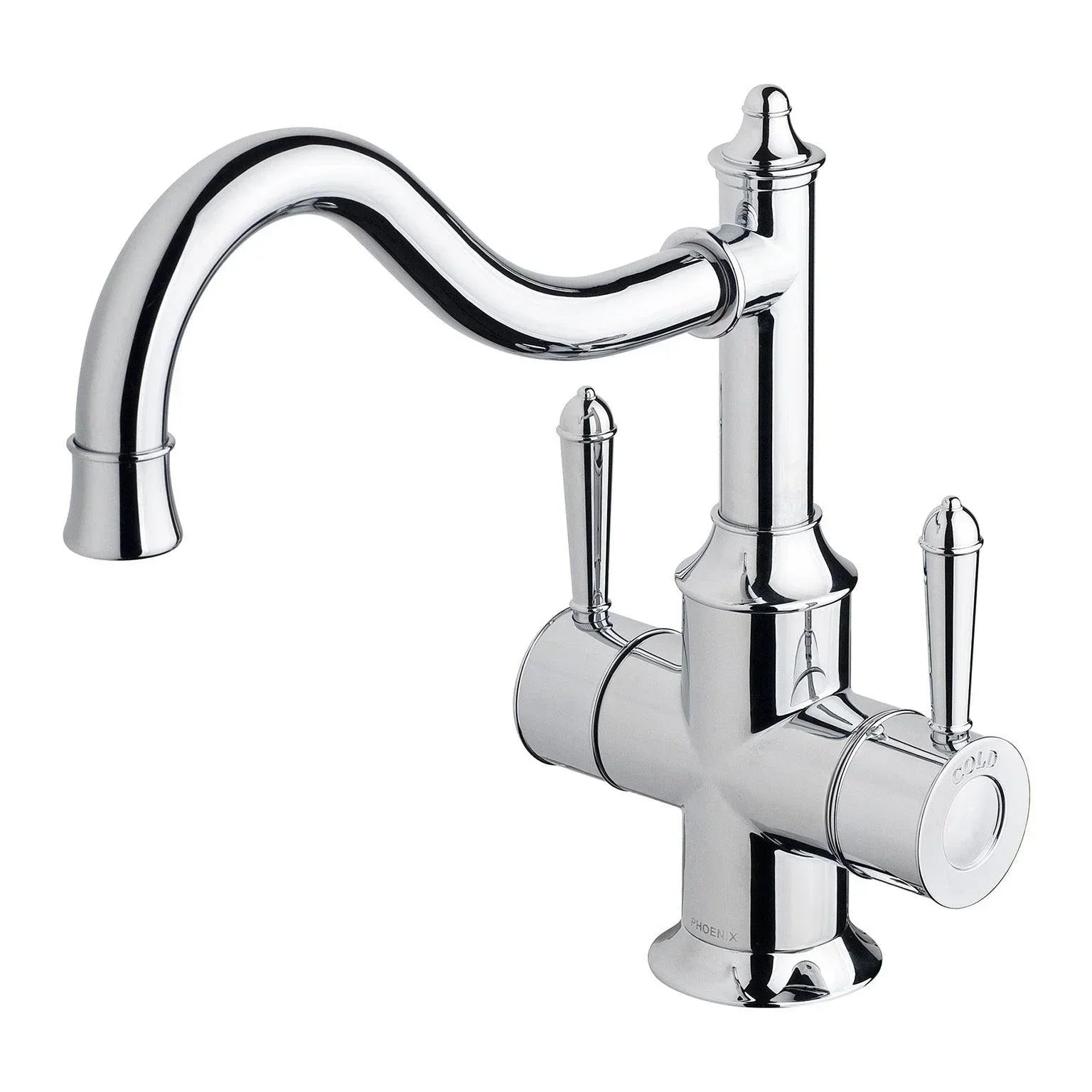 Phoenix Nostalgia Twin Handle Sink Mixer 220mm Shepherds Crook - Ideal Bathroom CentreNS714 CHRChrome