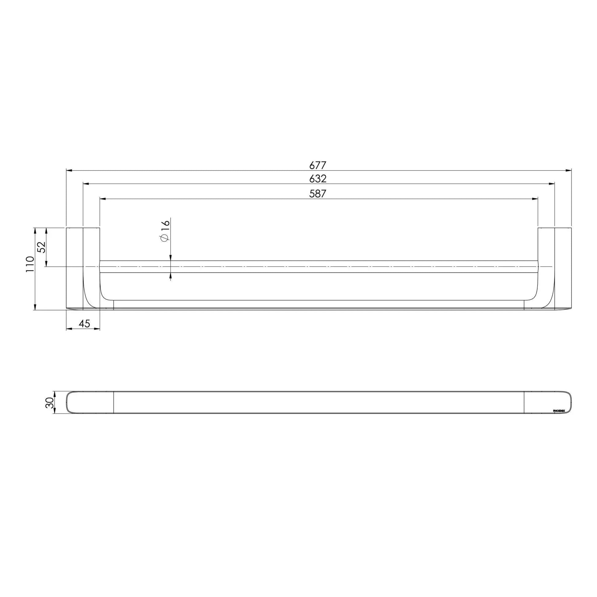 Phoenix Nuage Double Towel Rail 600mm - Ideal Bathroom Centre129-8110-80Matte White