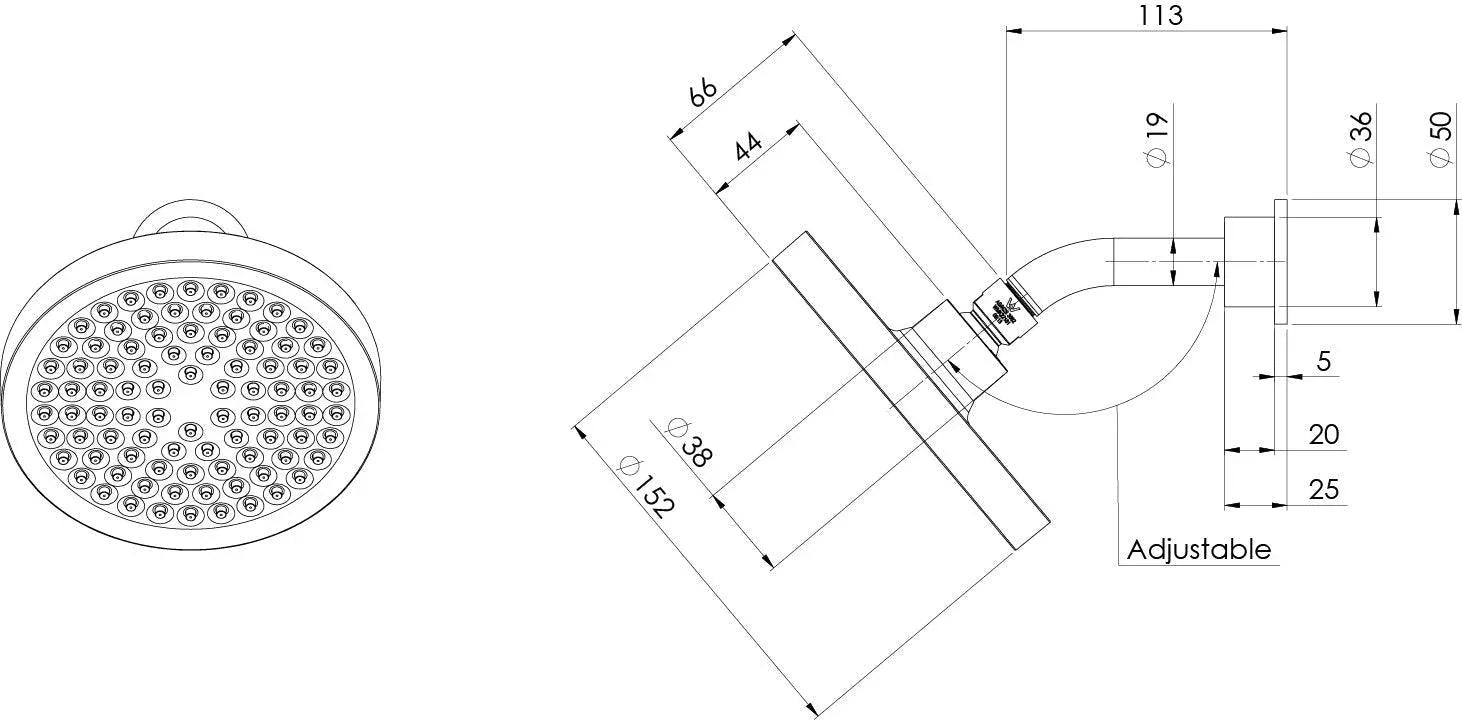 Phoenix Pina Shower Arm & 150mm Round Rose - Ideal Bathroom Centre153-5900-10Matte Black