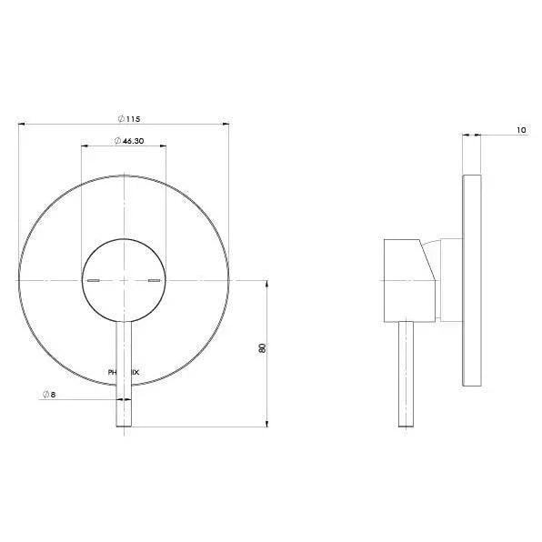 Phoenix Pina Shower / Wall Mixer, TRIM KIT ONLY - Ideal Bathroom Centre153-7805-40Brushed Nickel