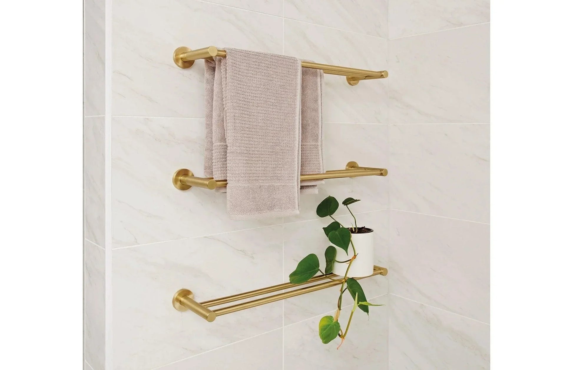 Phoenix Radii Double Towel Rail 600mm Round Plate - Ideal Bathroom CentreRA813-12Brushed Gold