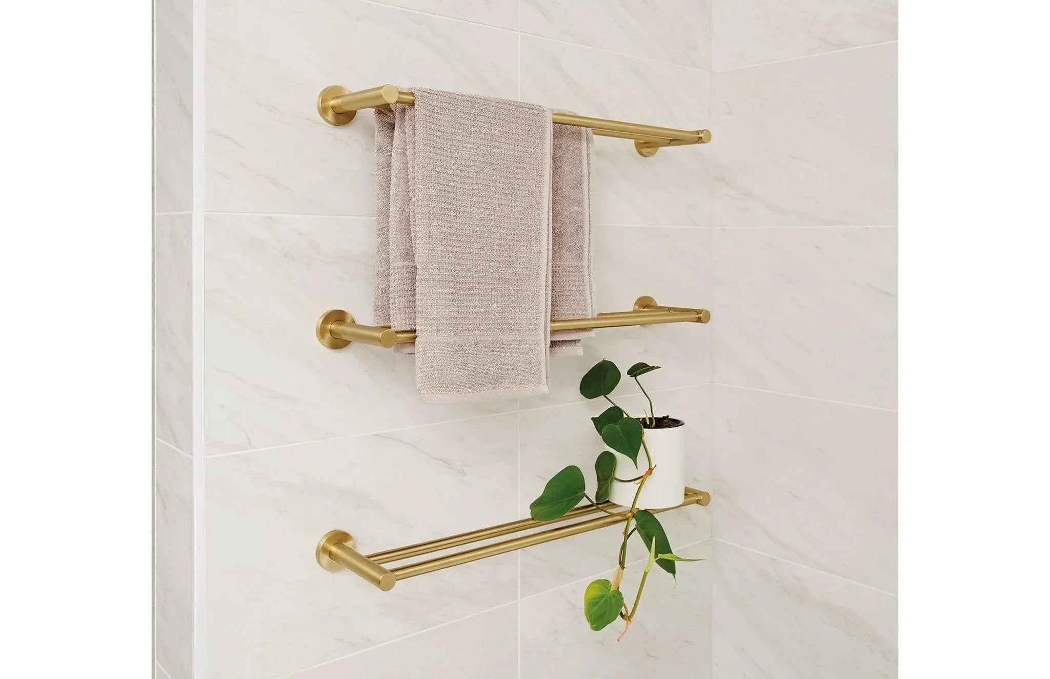 Phoenix Radii Double Towel Rail 600mm Round Plate - Ideal Bathroom CentreRA813-12Brushed Gold