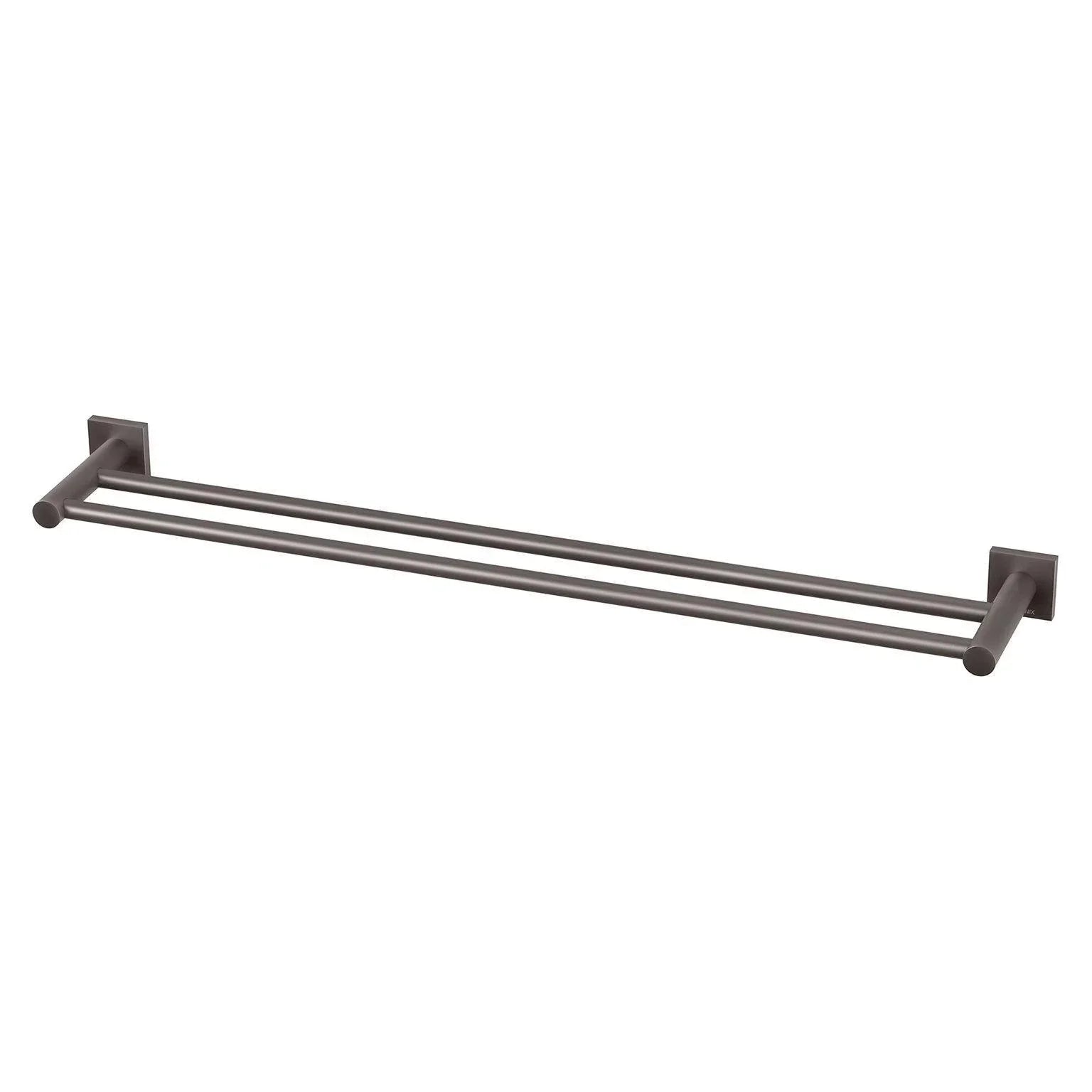 Phoenix Radii Double Towel Rail 800mm Square Plate - Ideal Bathroom CentreRS812 GMGun Metal