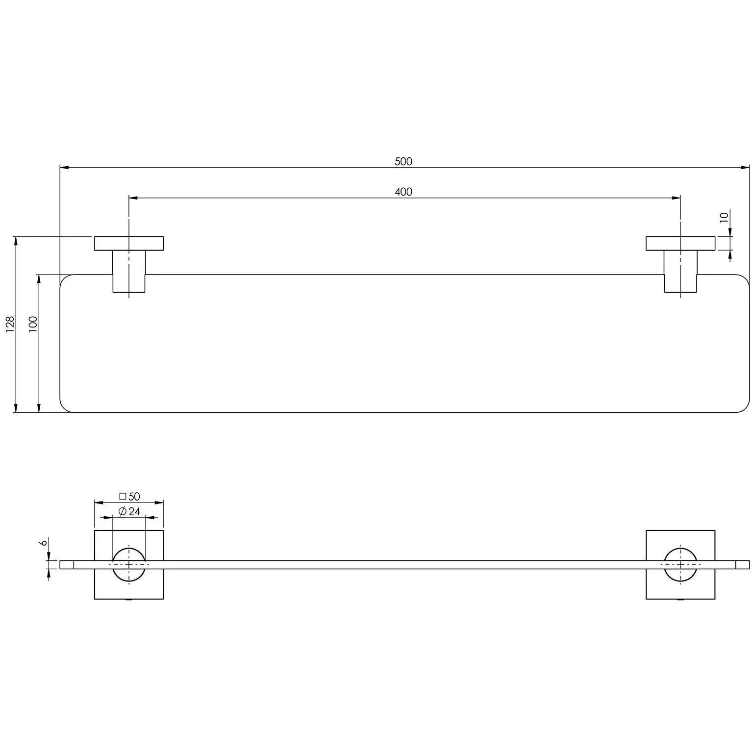 Phoenix Radii Glass Shelf Square Plate - Ideal Bathroom CentreRS896 CHR