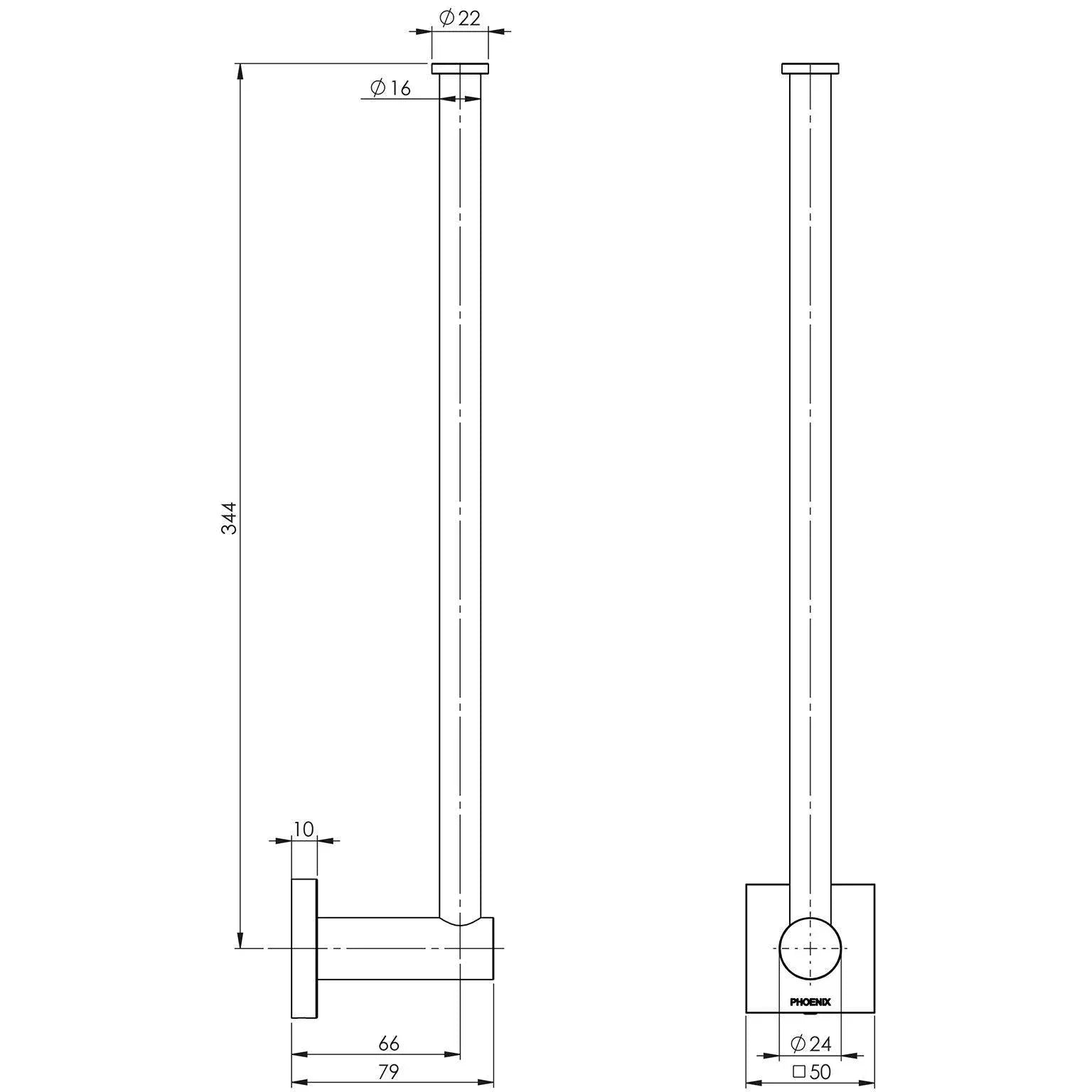 Phoenix Radii Spare Toilet Roll Holder Square Plate - Ideal Bathroom CentreRS898CHR