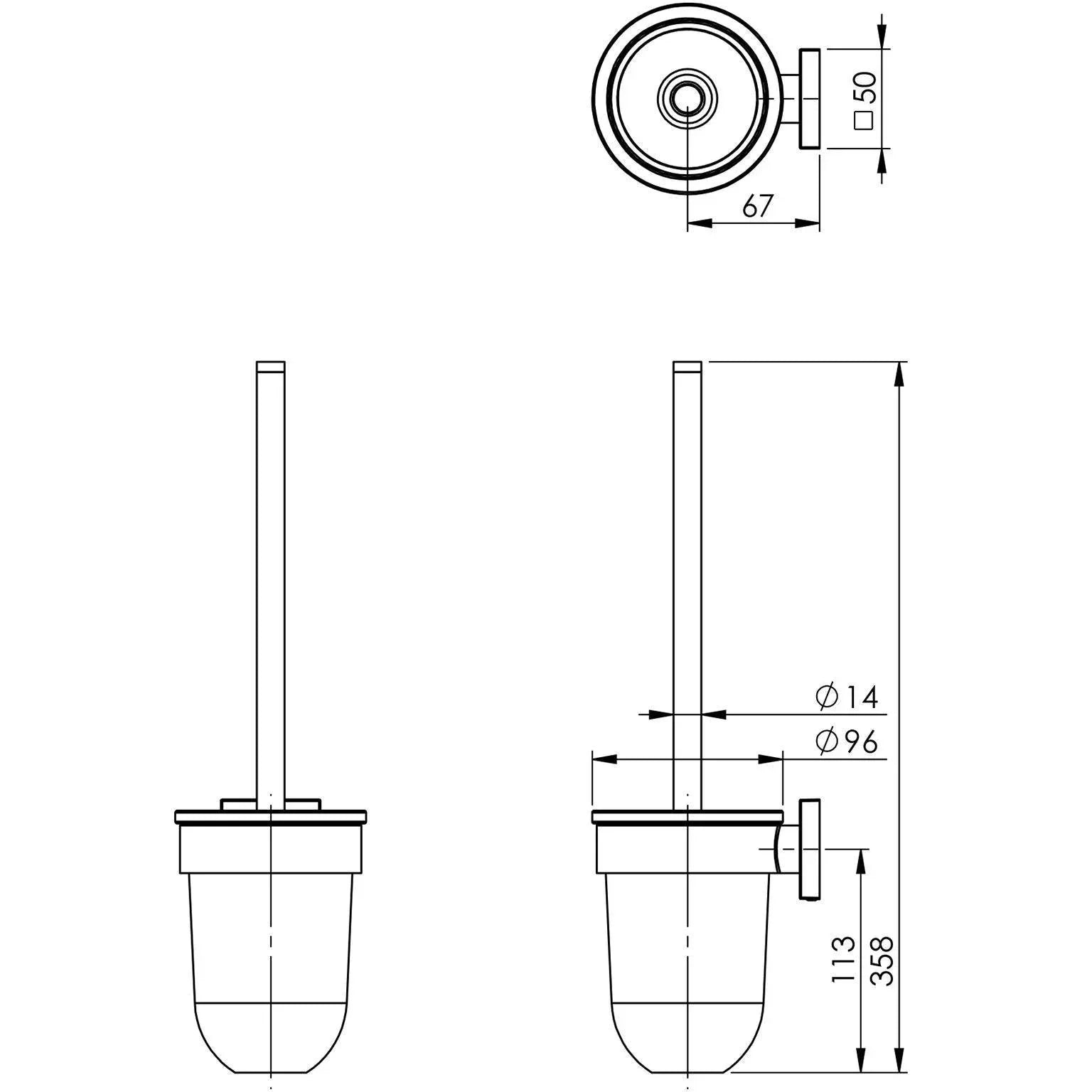 Phoenix Radii Toilet Brush & Holder Square Plate - Ideal Bathroom CentreRS50800C