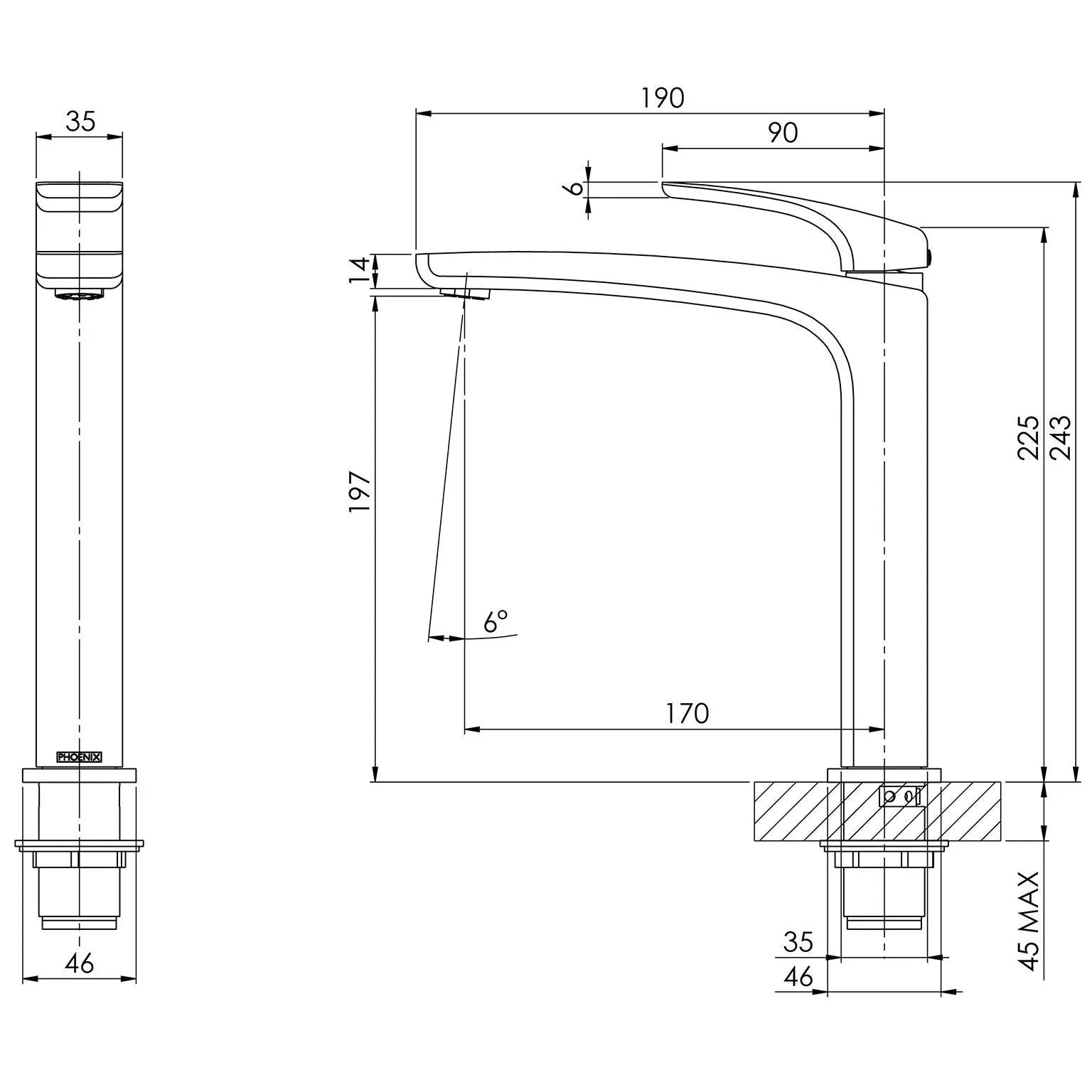 Phoenix Rush Sink Mixer, Brushed Nickel