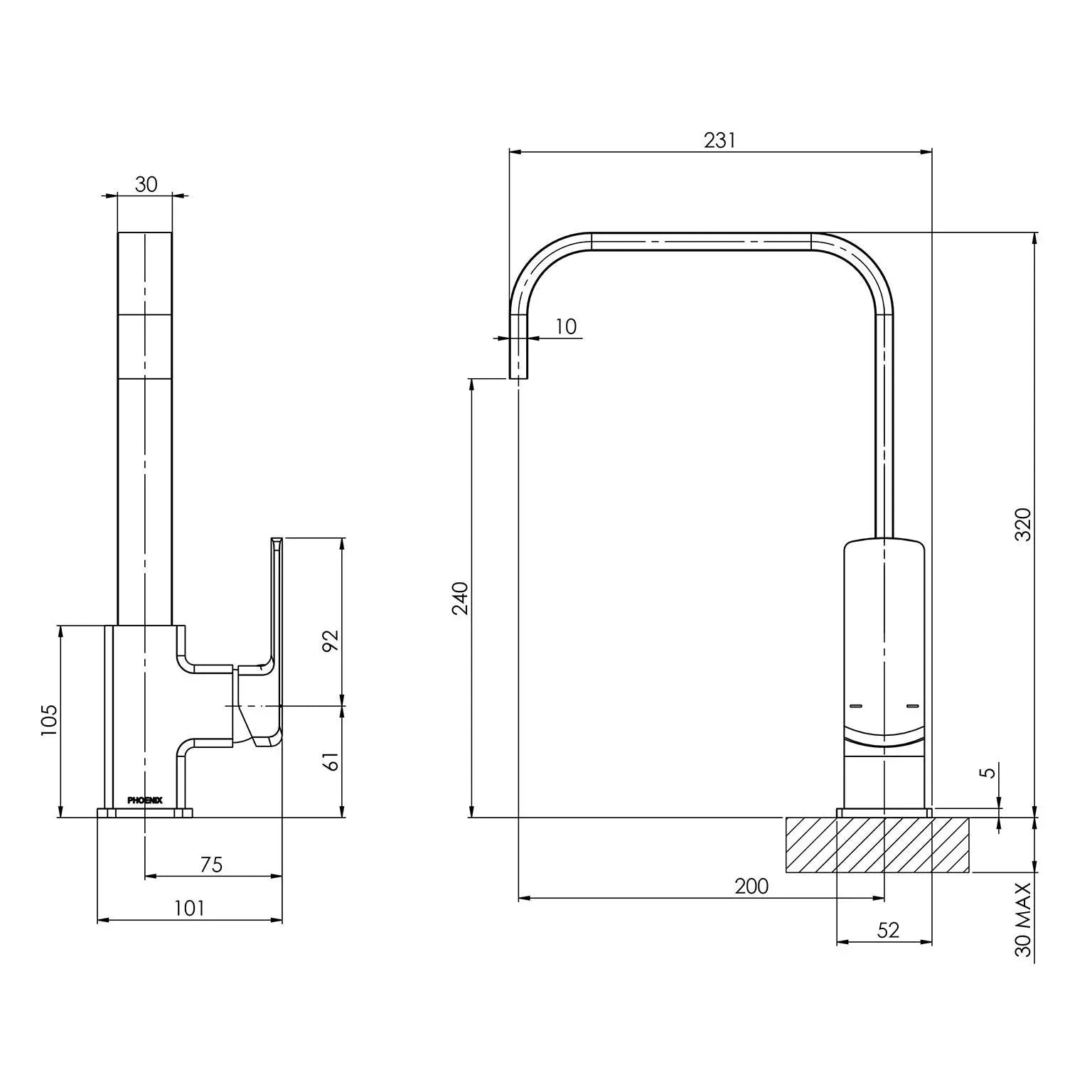 Phoenix Teva Sink Mixer 200mm Gooseneck - Ideal Bathroom Centre152-7340-40Brushed Nickel