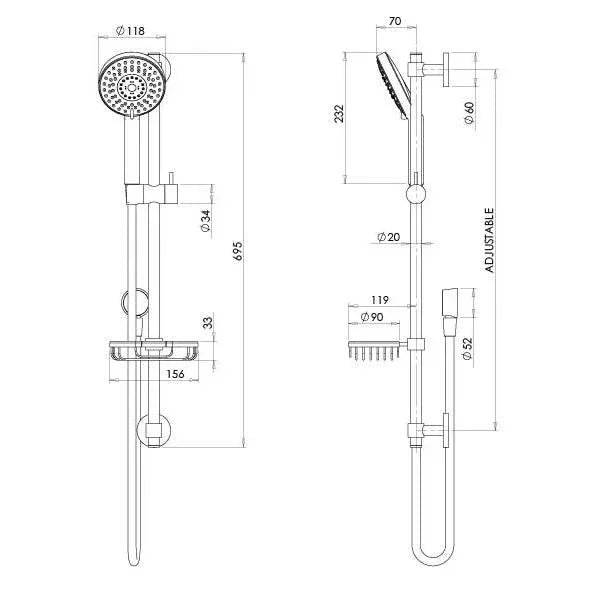 Phoenix Vivid Premium Rail Shower - Ideal Bathroom CentreV686 CHR