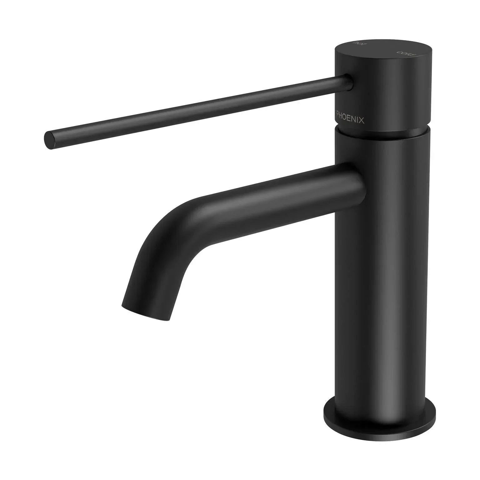Phoenix Vivid Slimline Basin Mixer Curved Outlet with Extended Lever - Ideal Bathroom Centre114-7701-10Matte Black