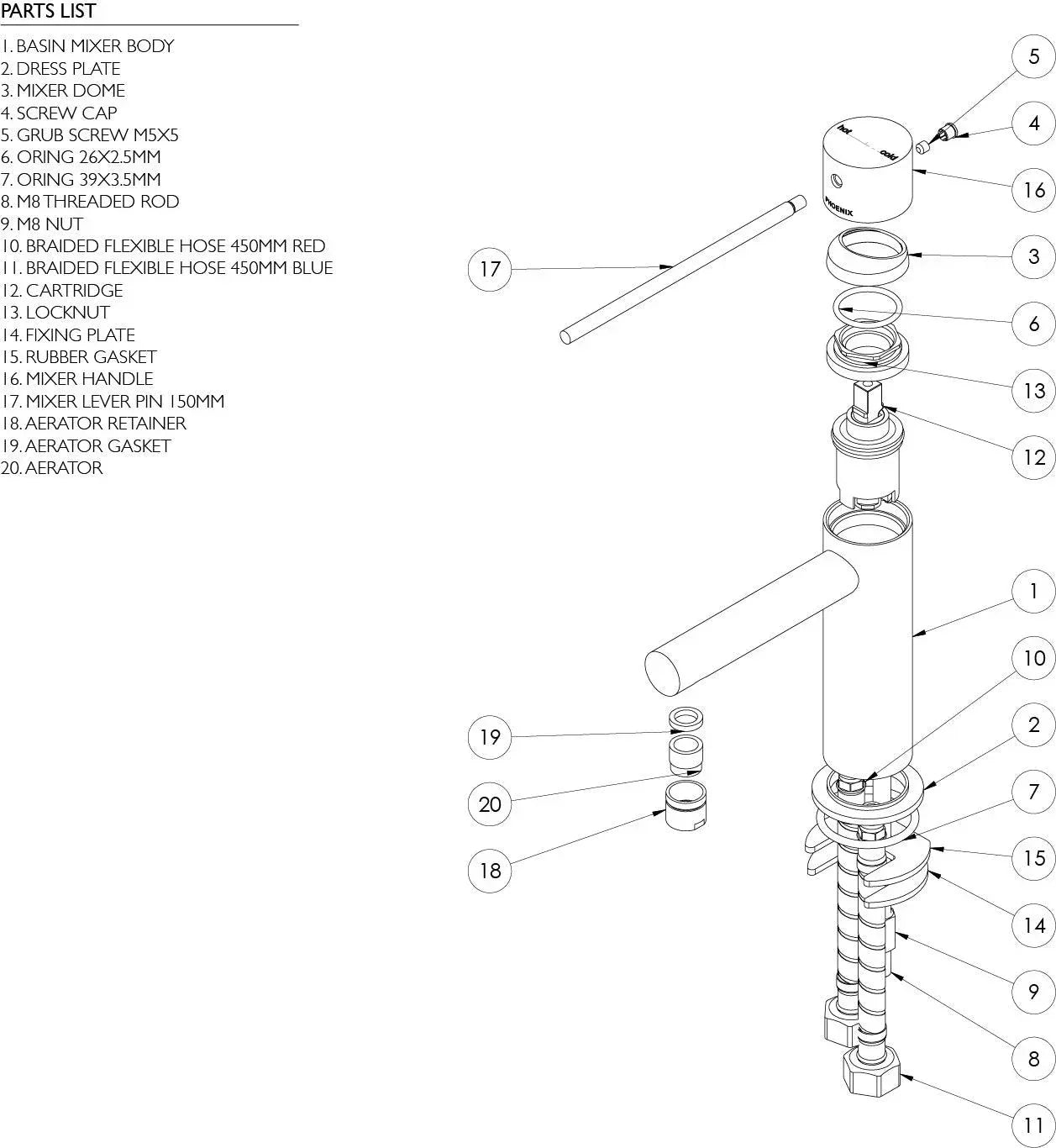 Phoenix Vivid Slimline Basin Mixer with Extended Lever - Ideal Bathroom Centre114-7700-12Brushed Gold