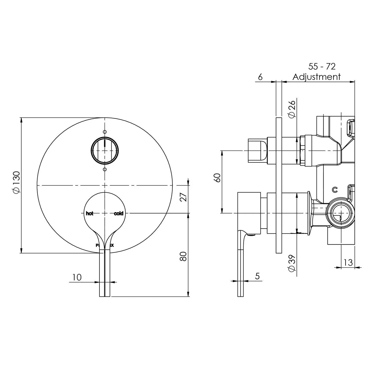 Phoenix Vivid Slimline Oval Shower / Bath Diverter Mixer - Ideal Bathroom CentreVV791-12Brushed Gold