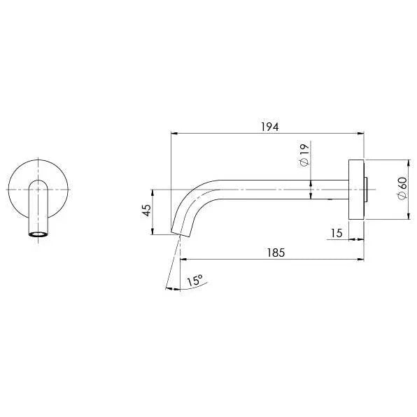 Phoenix Vivid Slimline Plus Wall Basin/ Bath Outlet 180mm - Ideal Bathroom Centre119-0810-30Gun Metal