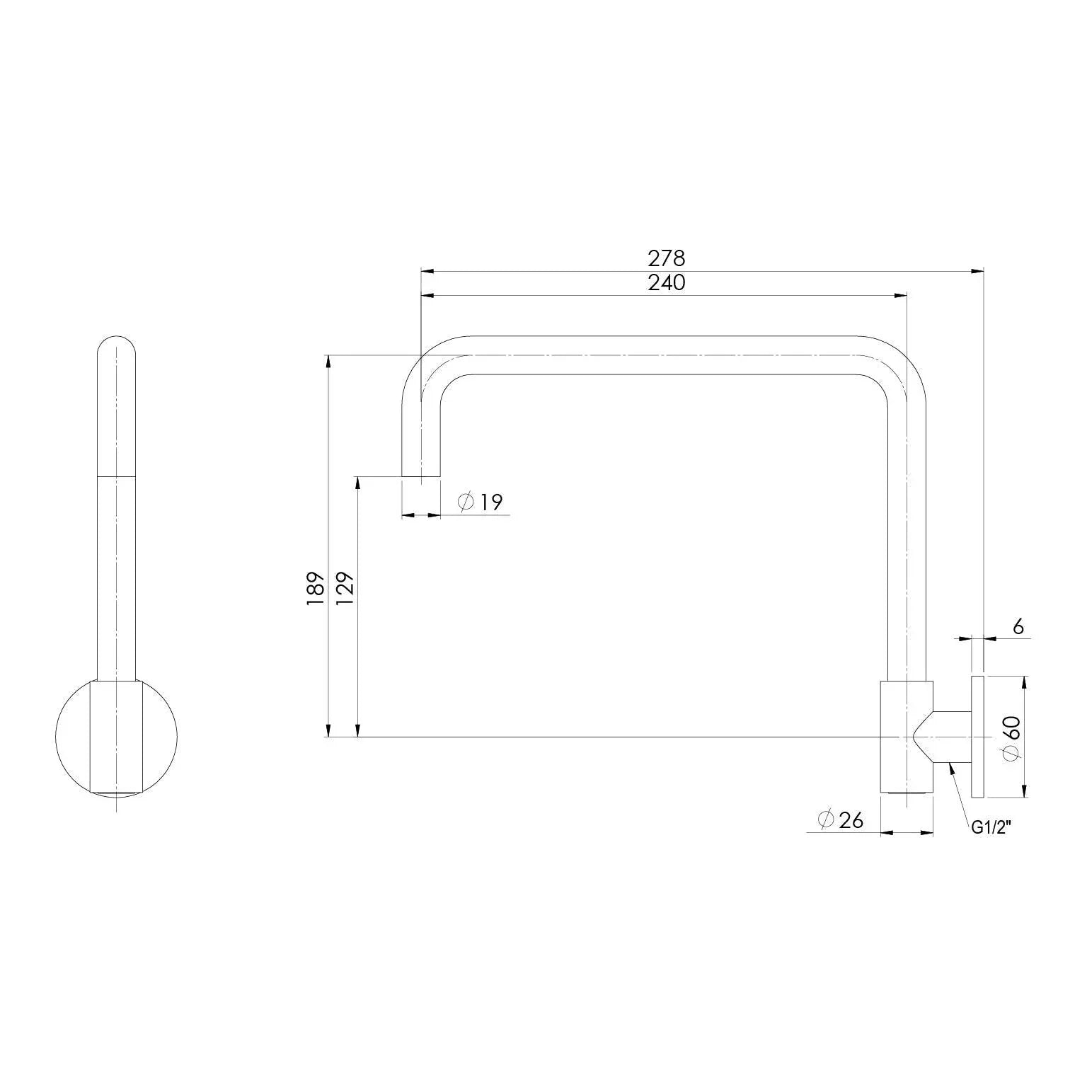 Phoenix Vivid Slimline Plus Wall Sink Outlet 240mm Squareline - Ideal Bathroom Centre119-0870-40Brushed Nickel