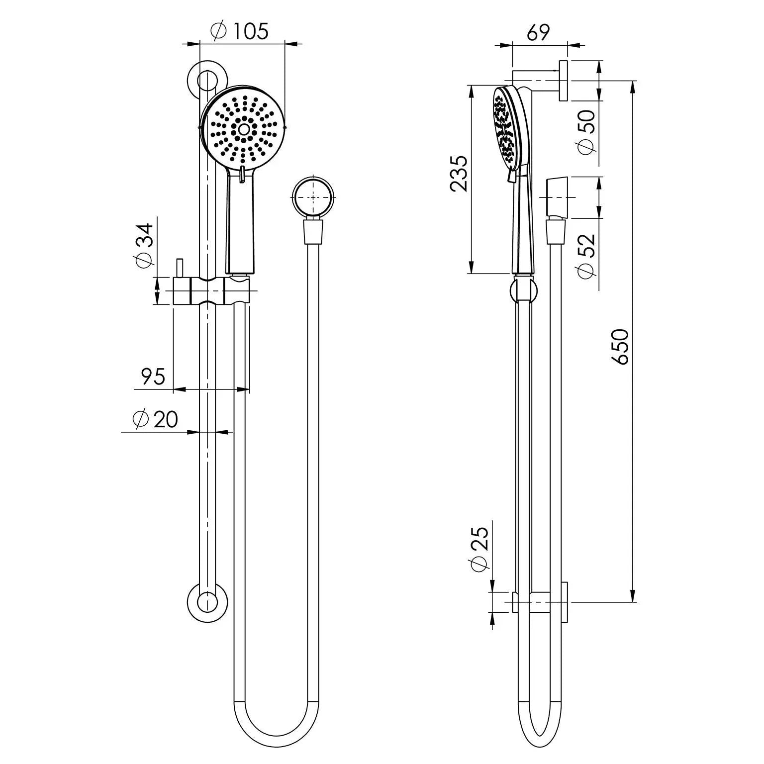 Phoenix Vivid Slimline Rail Shower - Ideal Bathroom CentreVS685-31Carbon Grey