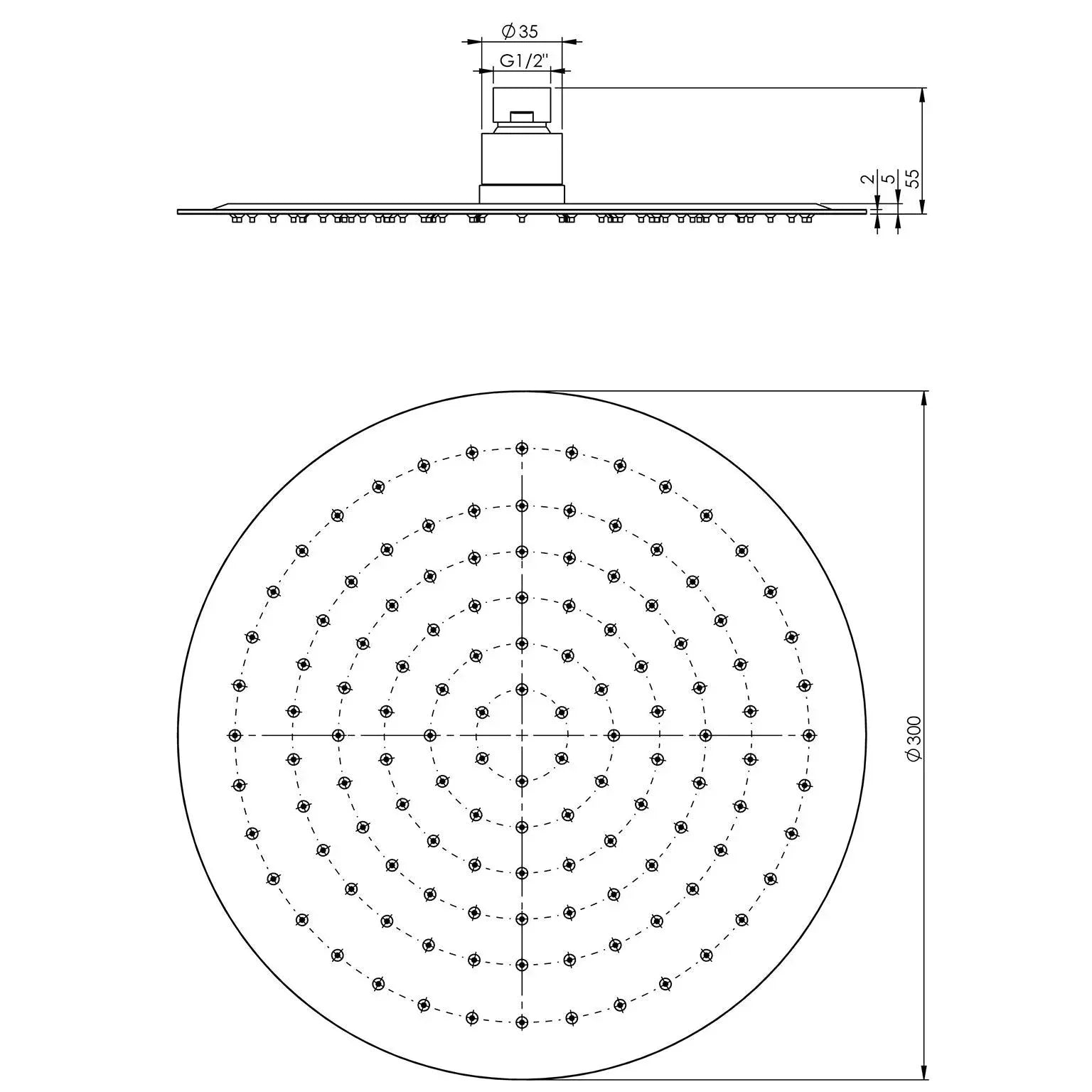 Phoenix Vivid Slimline Shower Rose 300mm Slimline Round - Ideal Bathroom CentreVS5000-50