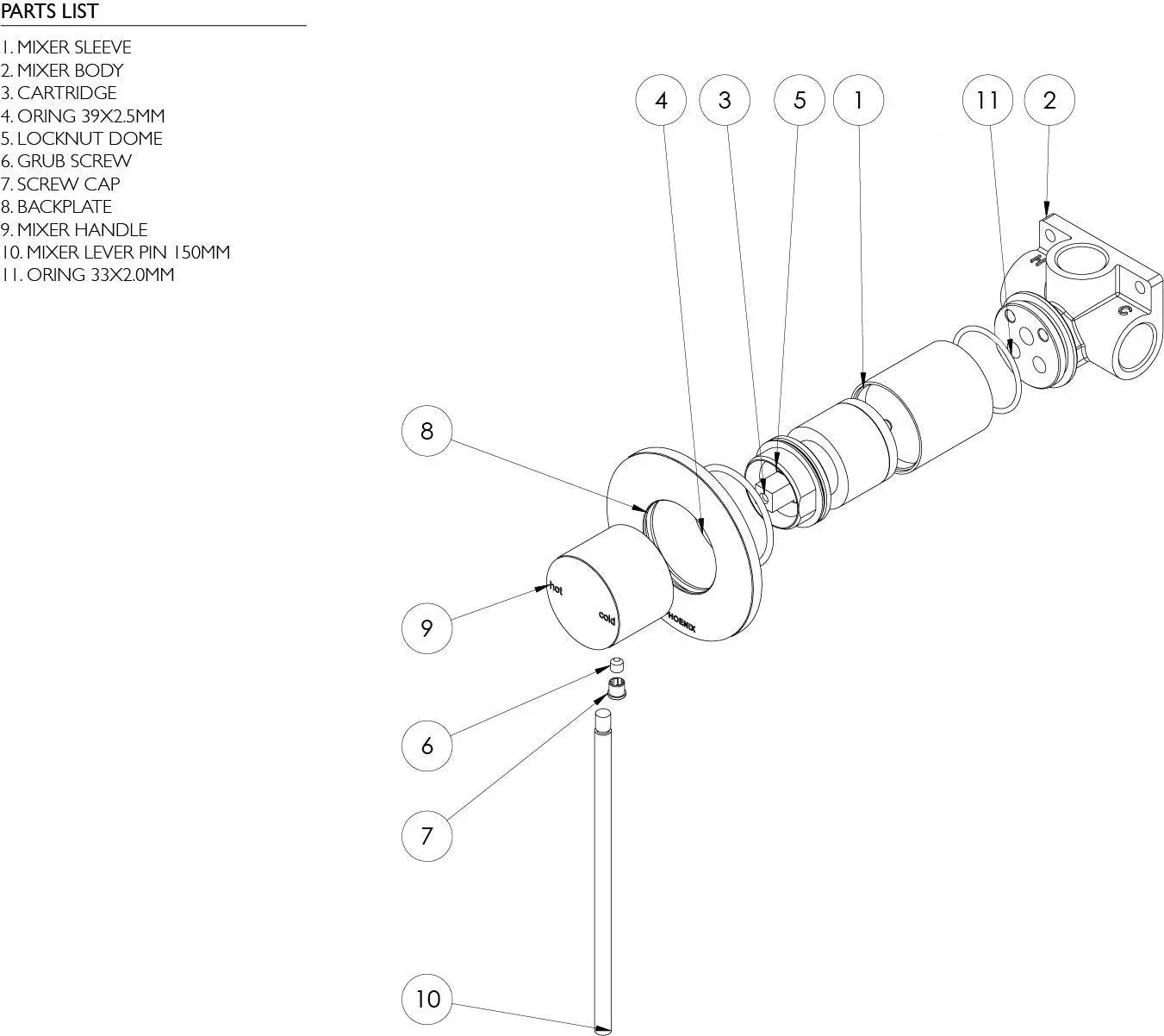Phoenix Vivid Slimline Shower/Wall Mixer with Extended Lever - Ideal Bathroom Centre114-7800-12Brushed Gold