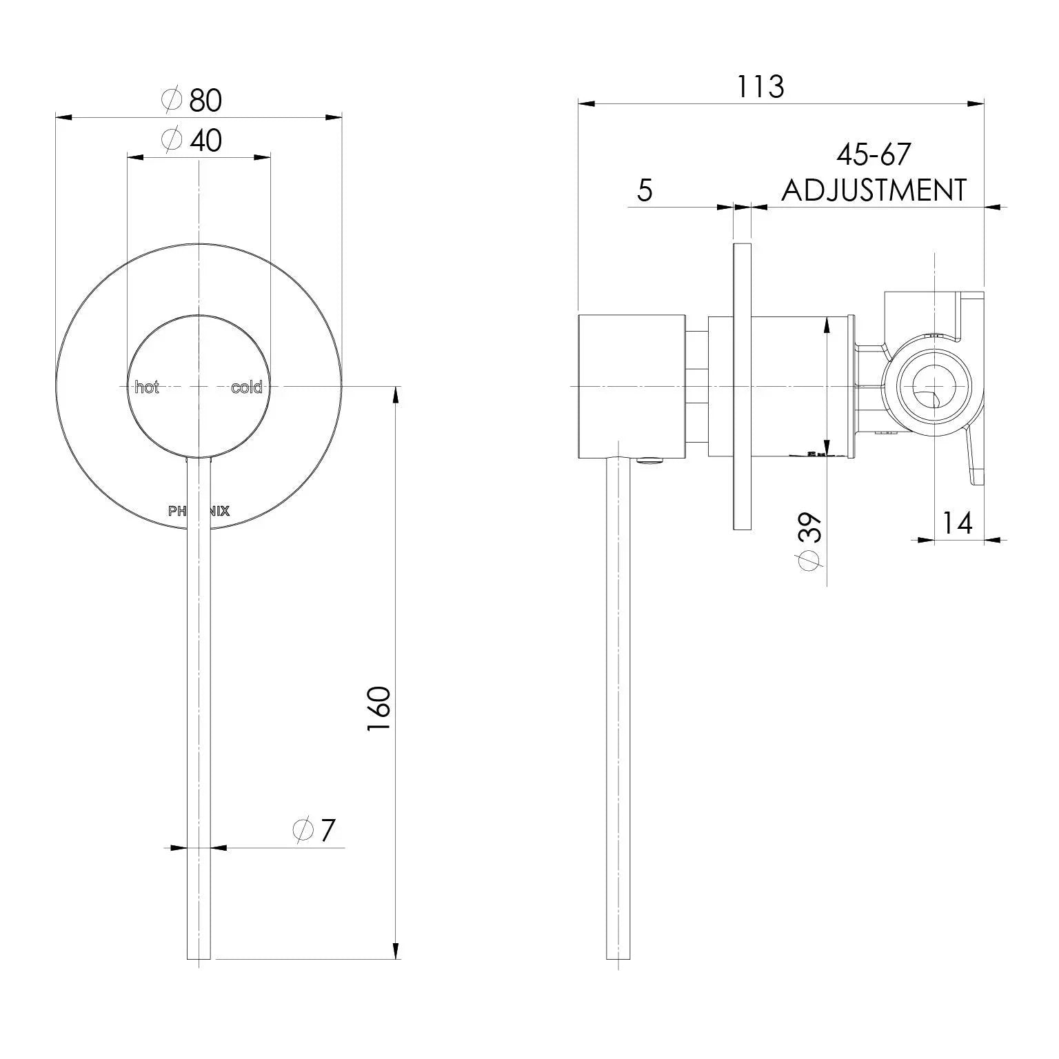 Phoenix Vivid Slimline Shower/Wall Mixer with Extended Lever - Ideal Bathroom Centre114-7800-12Brushed Gold