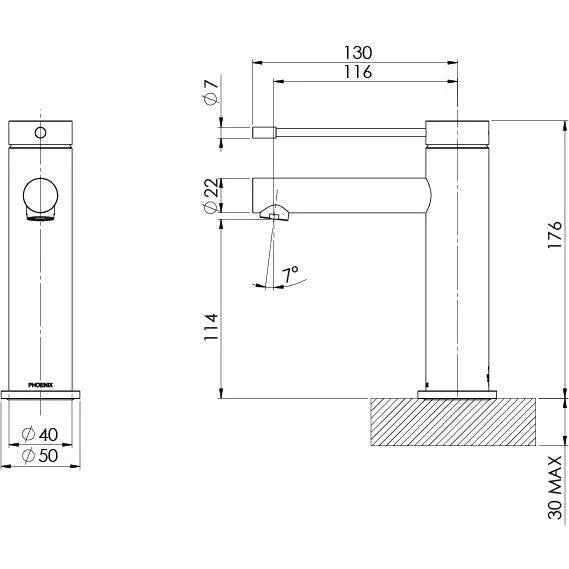 Phoenix Vivid Slimline SS 316 Basin Mixer - Ideal Bathroom Centre316-7700-51
