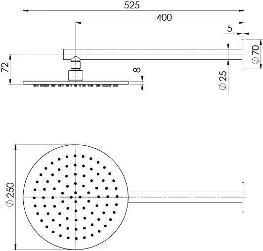 Phoenix Vivid Slimline SS 316 Shower Arm & 250mm Rose - Ideal Bathroom Centre316-5200-51
