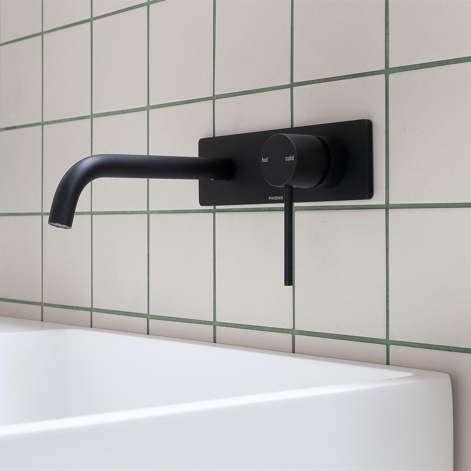 Phoenix Vivid Slimline Wall Basin/ Bath Mixer Set 180mm Curved - Ideal Bathroom CentreVS785-31Wall Basin Mixer SetCarbon Grey