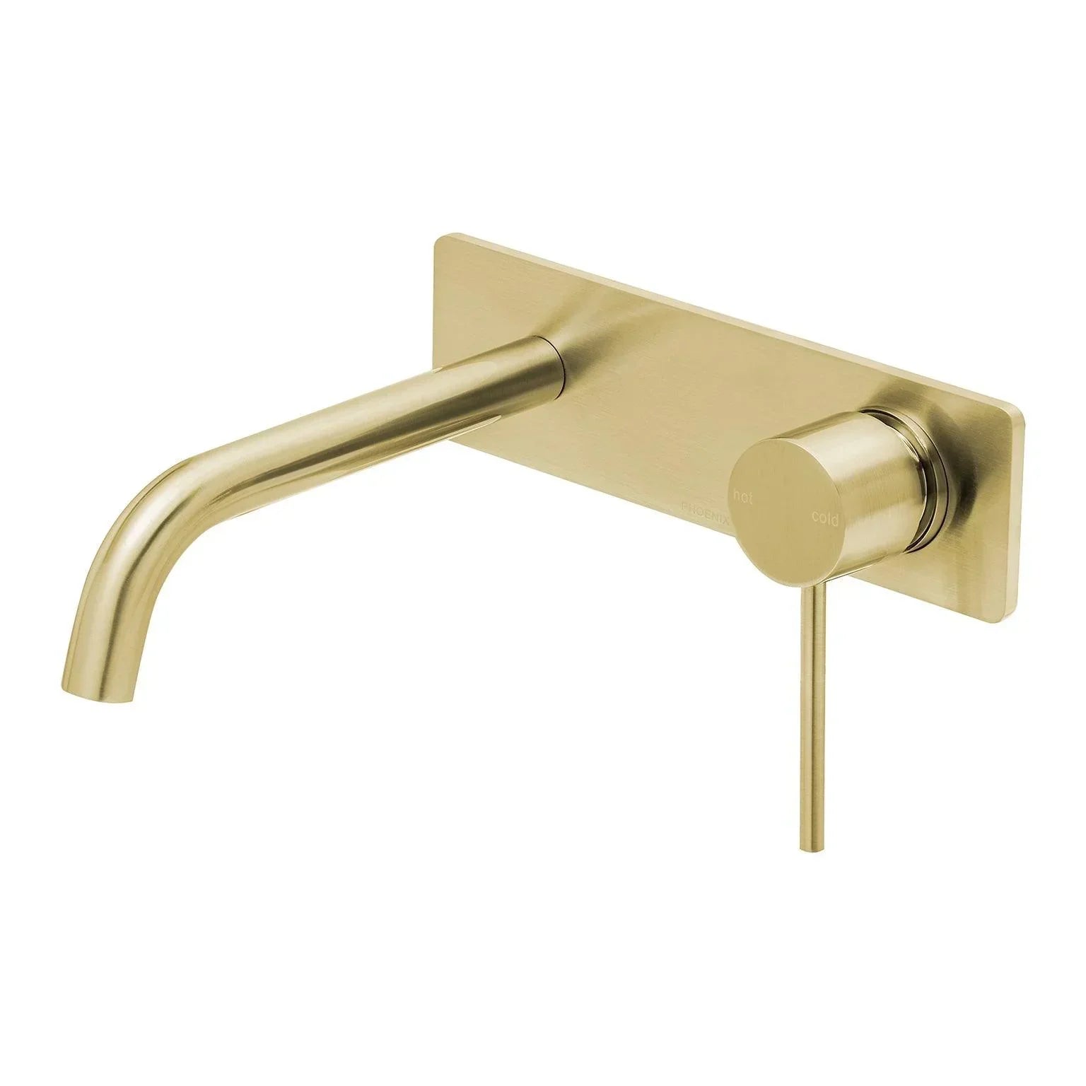 Phoenix Vivid Slimline Wall Basin/ Bath Mixer Set 180mm Curved - Ideal Bathroom CentreVS785-12Wall Basin Mixer SetBrushed Gold