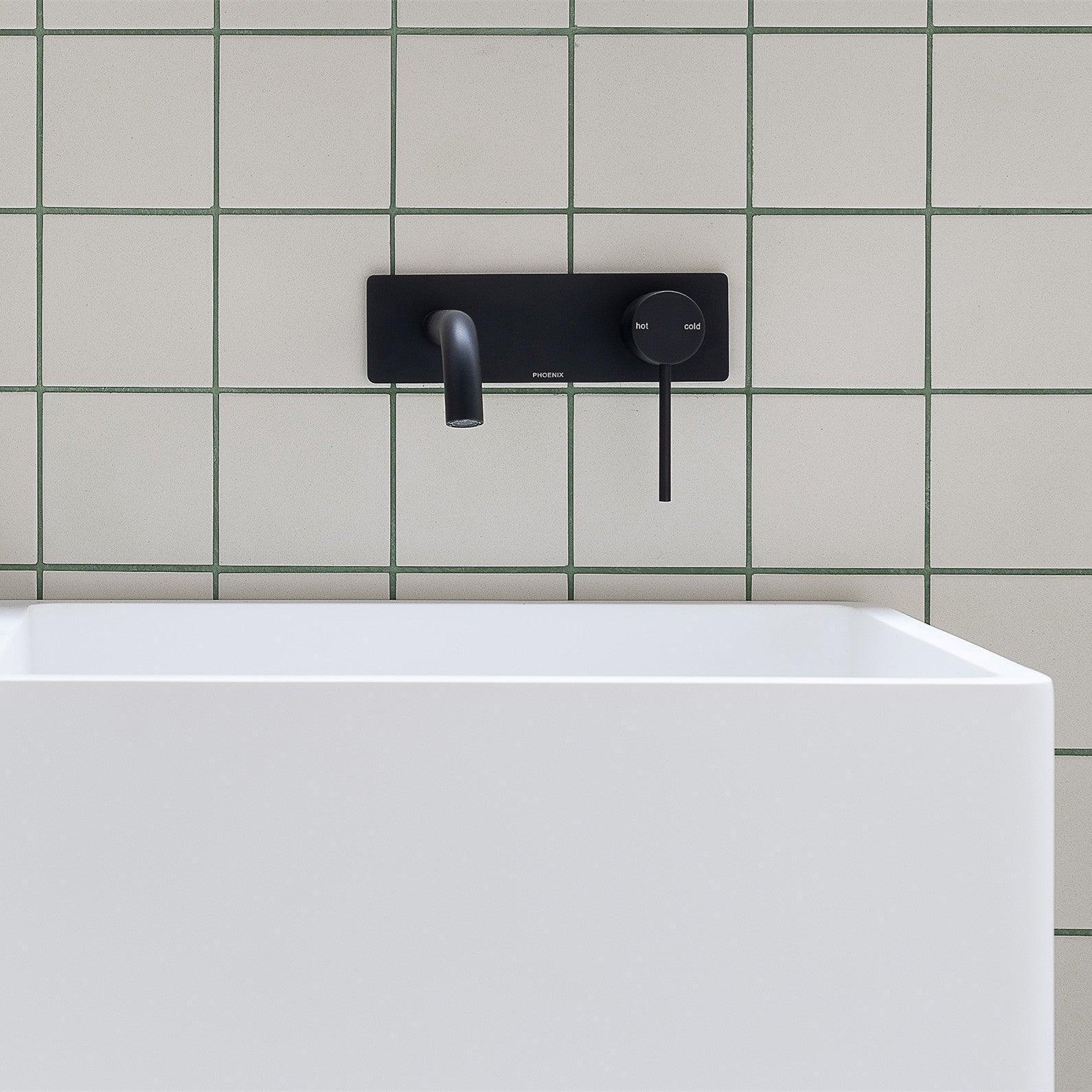 Phoenix Vivid Slimline Wall Basin/ Bath Mixer Set 180mm Curved - Ideal Bathroom CentreVS785-31Wall Basin Mixer SetCarbon Grey