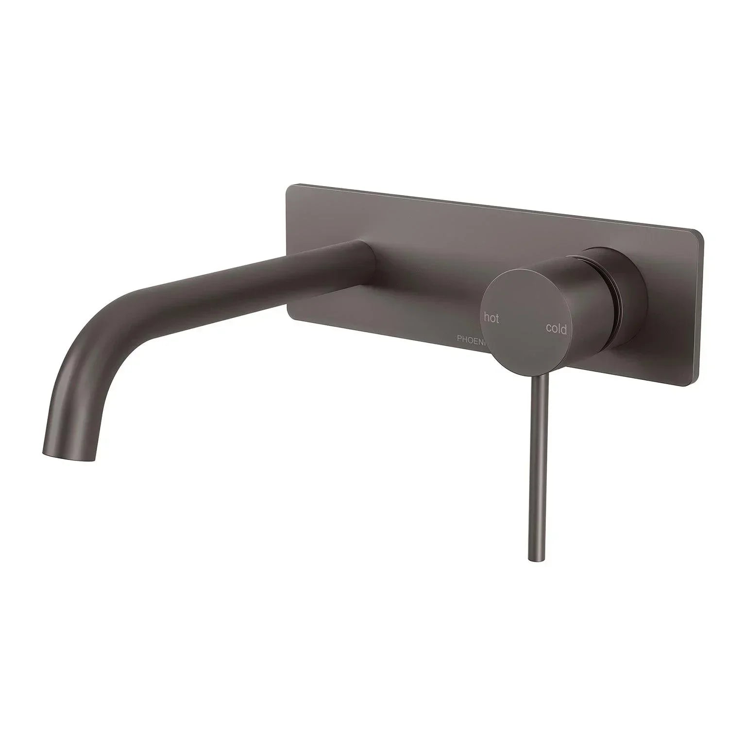 Phoenix Vivid Slimline Wall Basin/ Bath Mixer Set 180mm Curved - Ideal Bathroom CentreVS785GMWall Basin Mixer SetGun Metal