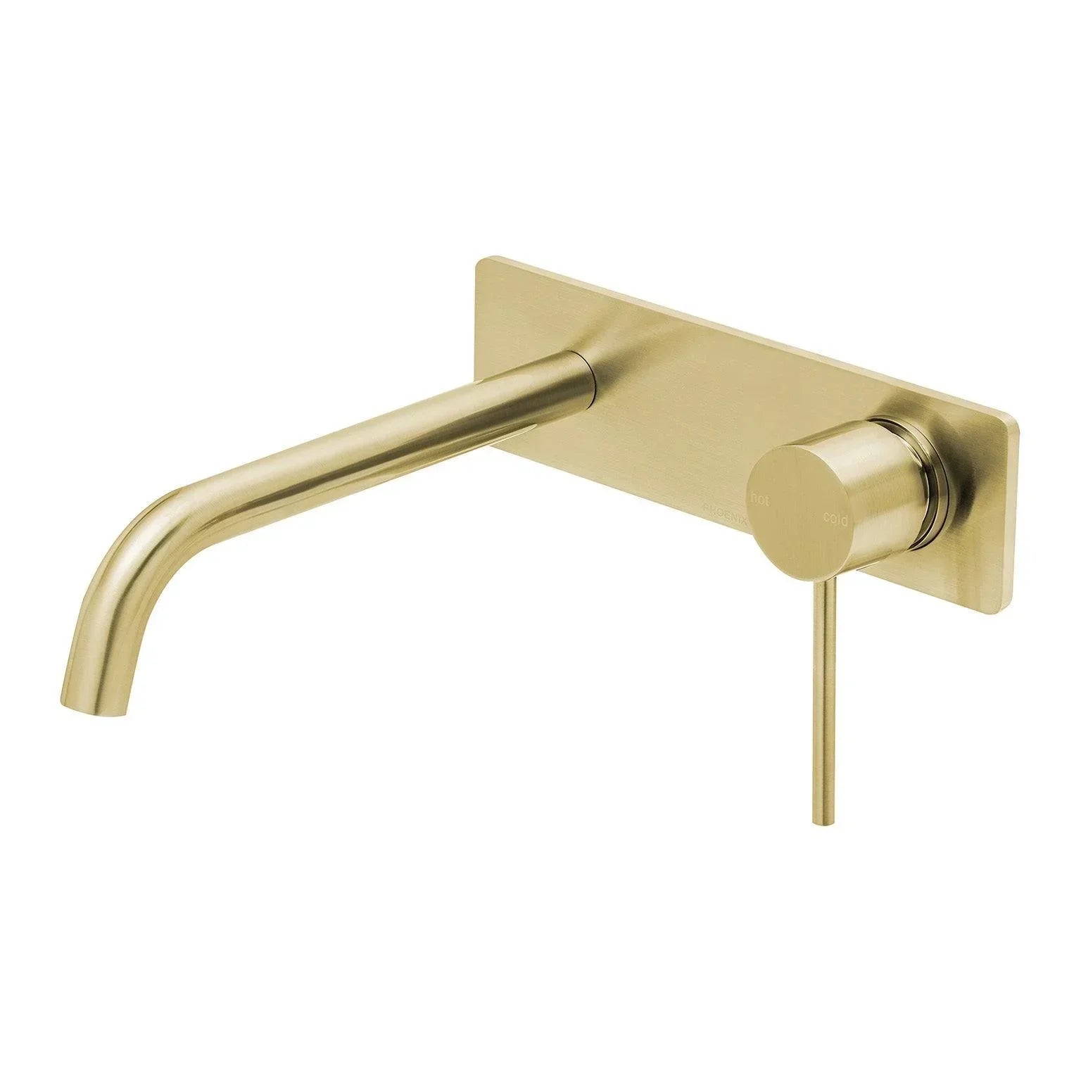 Phoenix Vivid Slimline Wall Basin/ Bath Mixer Set 230mm Curved - Ideal Bathroom CentreVS7830-12Wall Basin Mixer SetBrushed Gold