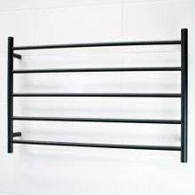 Radiant Round Bar Heated Towel Rail Matte Black Finish 5 Bar-950x600mm BRTR07 - Ideal Bathroom CentreBRTR07