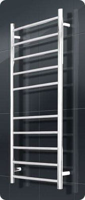 Radiant Heated Towel Rail - 430 x 1100mm - 10 Round Bars - Mirror Polished