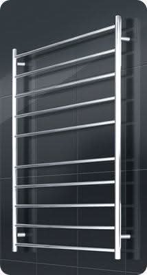 Radiant Heated Towel Rail - 750 x 1200mm - 10 Round Bars - Mirror Polished