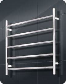 Radiant Heated Towel Rail - 750 x 550mm - 5 Round Bars - Mirror Polished