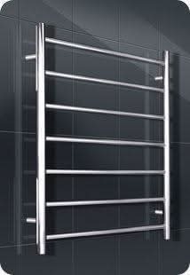 Radiant Heated Towel Rail - 600 x 800mm - 7 Round Bars - Mirror Polished