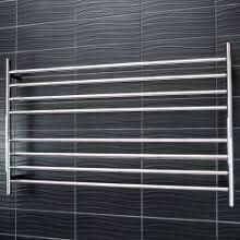 Radiant Heated Towel Rail - 1350 x 750mm - 8 Round Bars - Mirror Polished