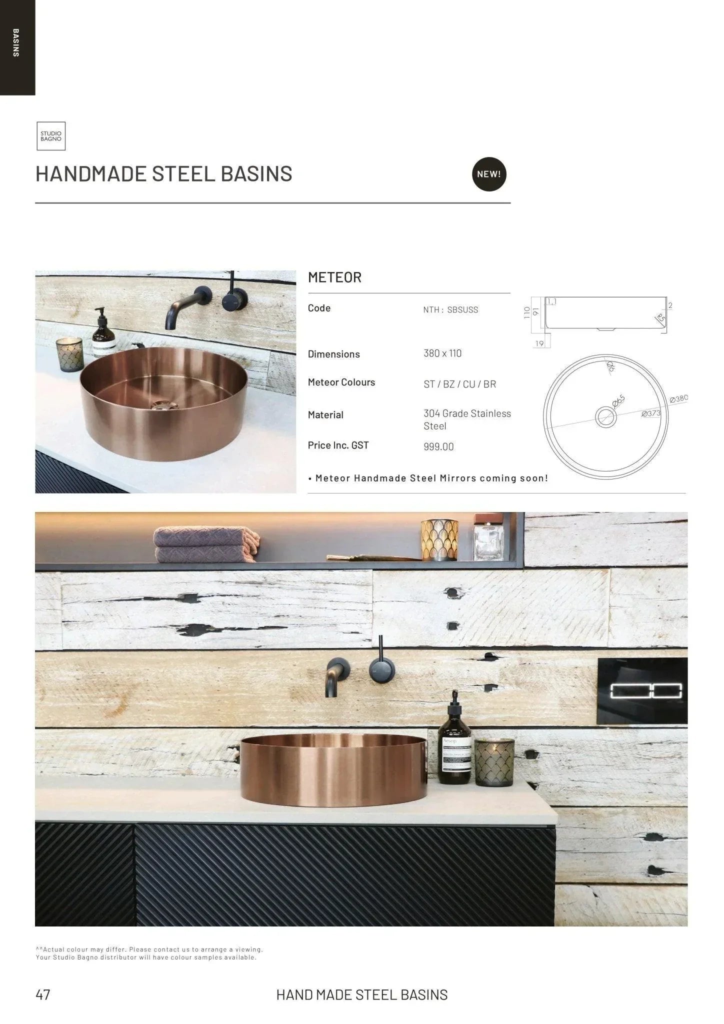 Studio Bagno Meteor 380mm Basin - Ideal Bathroom CentreSBSUSS/GMBrushed Gun Metal