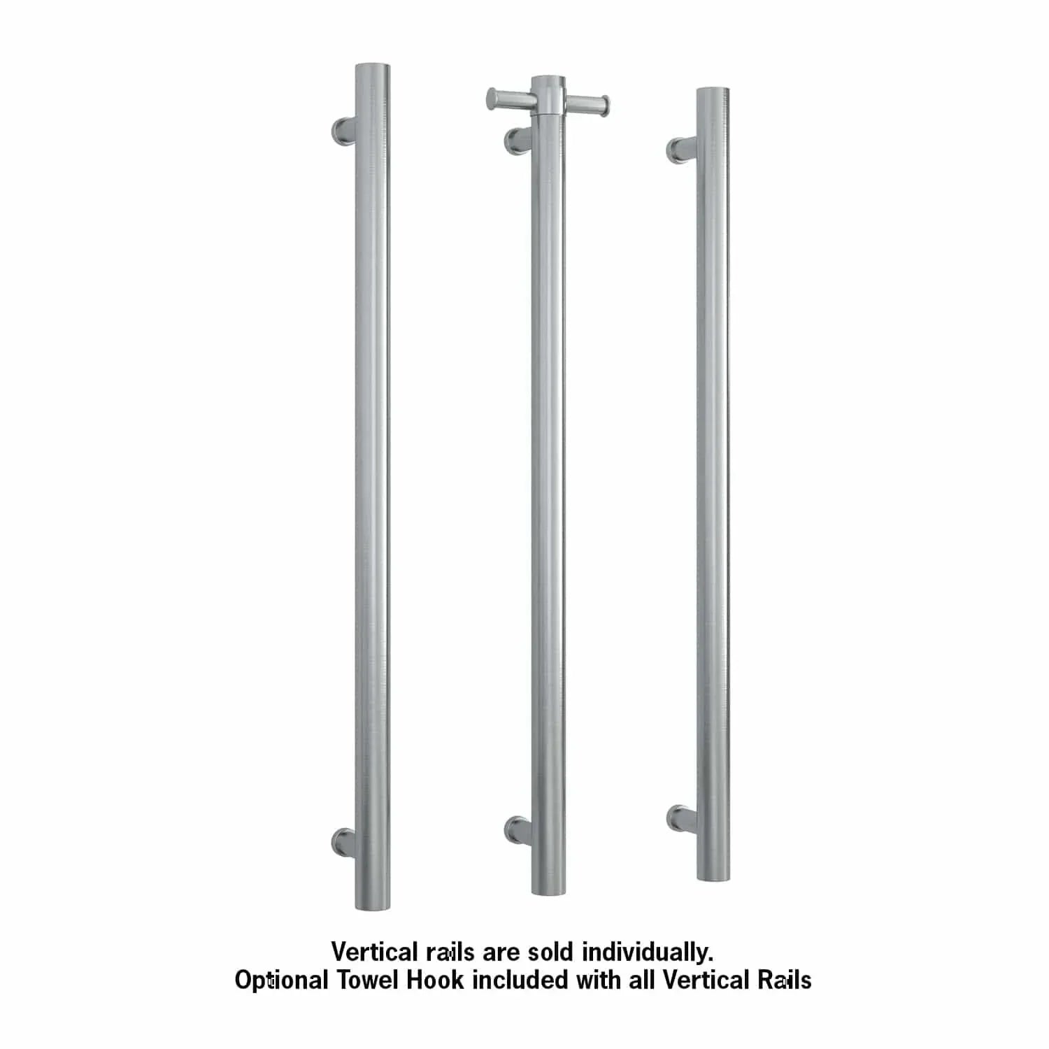 Thermogroup Round Vertical Single Heated Towel Rail - Ideal Bathroom CentreVS900HBRBrushed Stainless Steel
