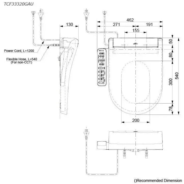 TOTO BASIC+ BACK TO WALL CLOSE COUPLED TOILET WITH S2 Washlet - Ideal Bathroom CentreCST761DVA1_TCF33320GAU