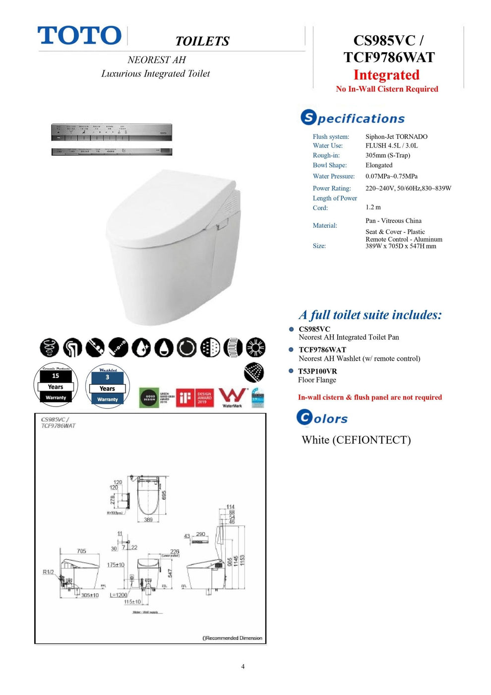 TOTO Neorest AH Japanese Bidet Toilet Suite — Ideal Bathroom Centre