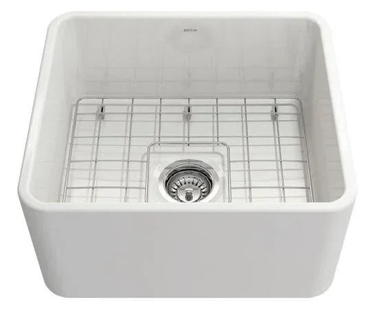 Turner Hastings Novi 50 x 46 Fine Fireclay Butler Sink - Ideal Bathroom CentreNO50FS+NO50SSGNovi Flat FrontNovi 50 x 46 Stainless Steel Grid