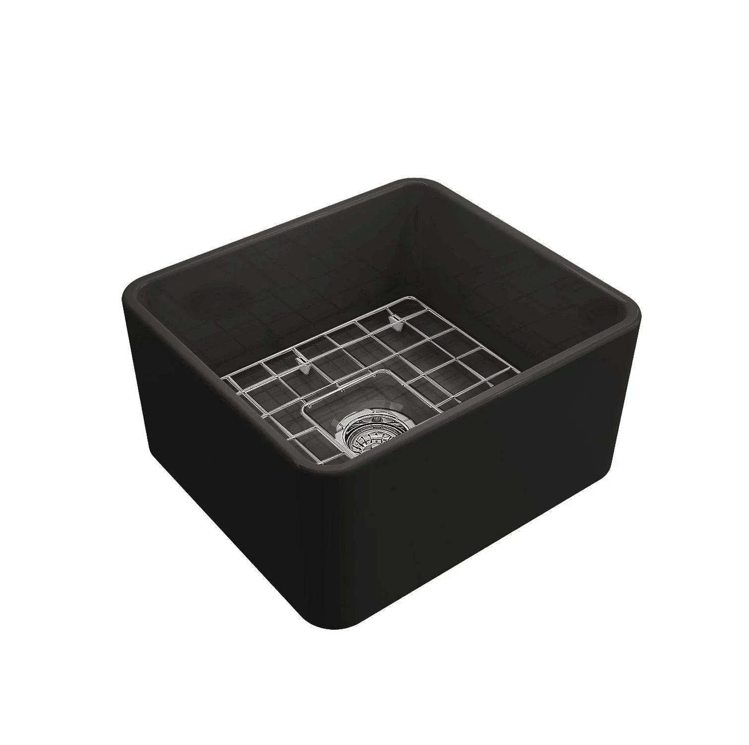 Turner Hastings Novi 50 x 46 Fine Fireclay Matte Black Butler Sink - Ideal Bathroom CentreNO50FS-MB+NO50SSGNovi Flat FrontNovi 50 x 46 Stainless Steel Grid