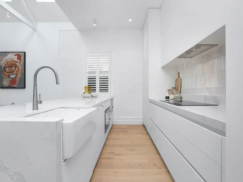 Turner Hastings Novi 75 x 46 Fine Fireclay Butler Sink- Gloss White - Ideal Bathroom CentreNO75FSRibbed Front