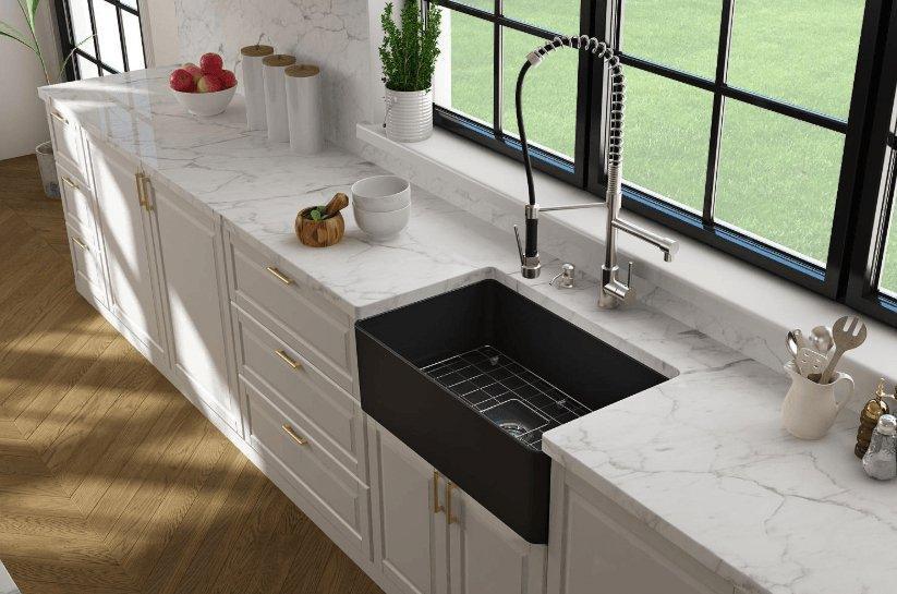 Turner Hastings Novi 75 x 46 Fine Fireclay Matte Black Butler Sink - Ideal Bathroom CentreNO75FS-R-MBNovi Ribbed Front