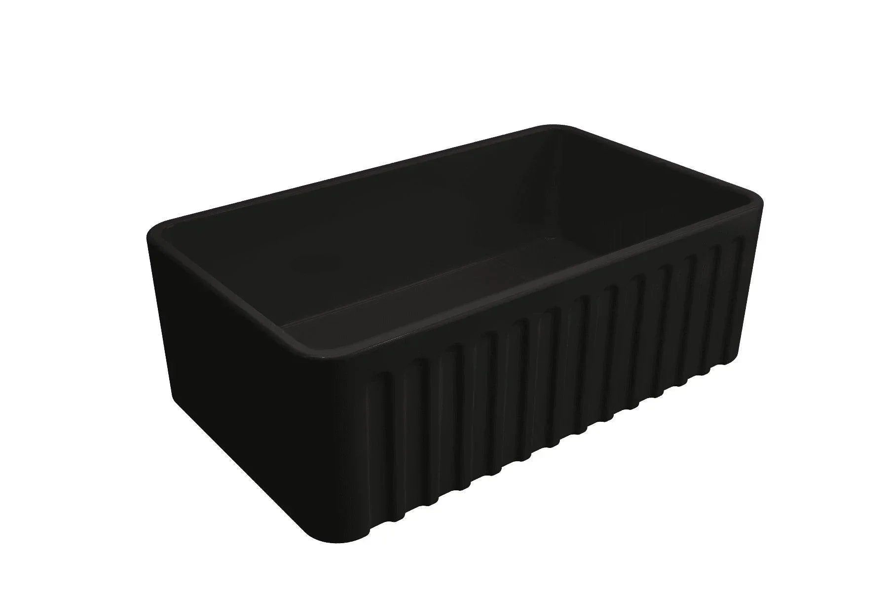 Turner Hastings Novi 75 x 46 Fine Fireclay Matte Black Butler Sink - Ideal Bathroom CentreNO75FS-R-MBNovi Ribbed Front